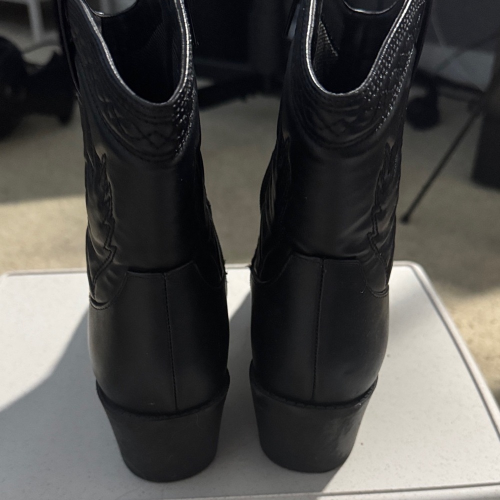 Black Mini Cowboy Boots - Picture 4 of 5